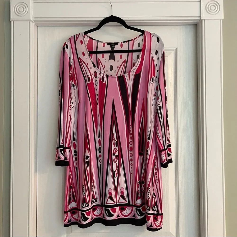 Pink and Black Geometric Women's Tunic Y2K
